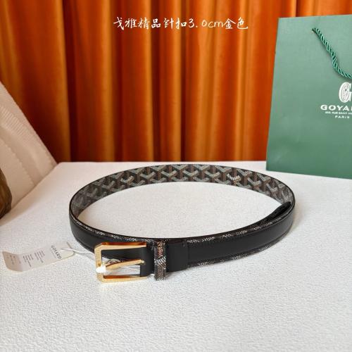 Goyαrd Silver Pin Buckle Printed Waist Belt Classic Pattern Leather Belt