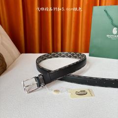 Goyαrd Silver Pin Buckle Printed Waist Belt Classic Pattern Leather Belt