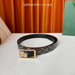 Goyαrd Gold Pin Buckle Belt Classic Printed Canvas Leather Waist Belt