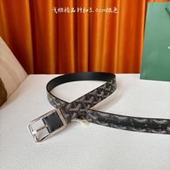 Goyαrd Silver Pin Buckle Printed Waist Belt Classic Pattern Leather Belt