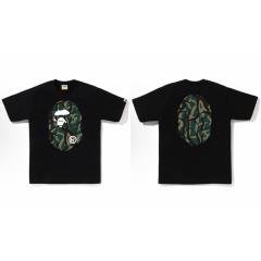 Bape Thorn Branch Camo Big Ape Head Front Back Print Black T-Shirt Black White