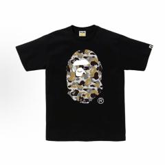 Bape Gold Grey Camo Big Ape Head Graphic T-Shirt Black White