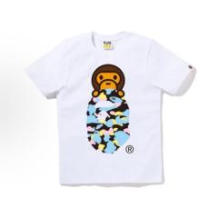 Bape Baby Milo Pastel Camo Ape Head Graphic T-Shirt Black White