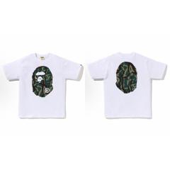 Bape Thorn Branch Camo Big Ape Head Front Back Print Black T-Shirt Black White