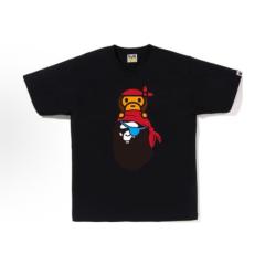 Bape Pirate Baby Milo Ape Head Graphic T-Shirt Black White