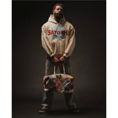 SATOSHI NAKAMOTO Vintage Washed Off White SATOSHI NAKAMOTO Zip Hoodie