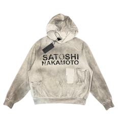 SATOSHI NAKAMOTO Vintage Washed Heather Grey SATOSHI NAKAMOTO Multi Cargo Pocket Hoodie