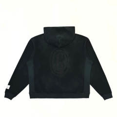 1:1 Top Quality Gallery Dept Black Zip Up Hoodie Vintage Washed Embossed Logo Full Zip Hooded Jacket