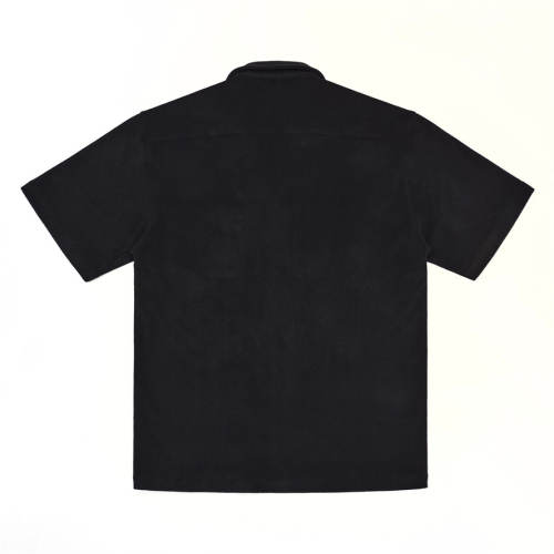 1:1 Top Quality Gallery Dept Black Terry Cloth Camp Collar Short Sleeve Shirt
