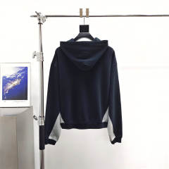 1:1 Top Quality Gallery Dept Black Gray Color Block Full Zip Hoodie Chest Logo Contrast Panel Zip Up Hooded Jacket