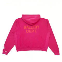 1:1 Top Quality Gallery Dept Hot Pink Paint Splatter Hoodie Vintage Washed Back Orange Logo Pullover Hooded Sweatshirt