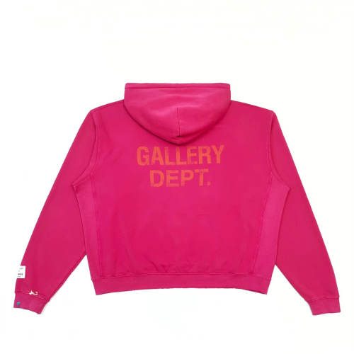 1:1 Top Quality Gallery Dept Hot Pink Paint Splatter Hoodie Vintage Washed Back Orange Logo Pullover Hooded Sweatshirt