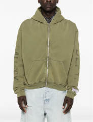1:1 Top Quality Gallery Dept Olive Green Full Zip Hoodie Paris FR Back & Sleeve Vintage Print Zip Up Sweat Jacket