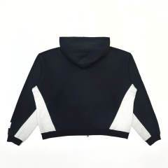1:1 Top Quality Gallery Dept Black Gray Color Block Full Zip Hoodie Chest Logo Contrast Panel Zip Up Hooded Jacket