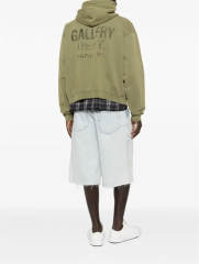 1:1 Top Quality Gallery Dept Olive Green Full Zip Hoodie Paris FR Back & Sleeve Vintage Print Zip Up Sweat Jacket