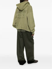 1:1 Top Quality Gallery Dept Olive Green Full Zip Hoodie Paris FR Back & Sleeve Vintage Print Zip Up Sweat Jacket