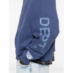 1:1 Top Quality Gallery Dept Paris FR Vintage Washed Blue Zip Up Hoodie, Distressed Logo Full-Zip Streetwear Sweat Jacket