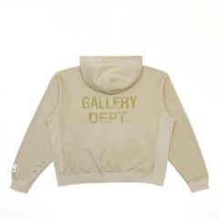 1:1 Top Quality Gallery Dept Paint Splatter Vintage Beige Pullover Hoodie, Distressed Logo Streetwear Sweatshirt