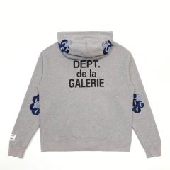 1:1 Top Quality Gallery Dept De La Galerie Floral Embroidered Zip Up Hoodie, Grey Streetwear Full Zip Sweat Jacket