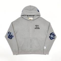 1:1 Top Quality Gallery Dept De La Galerie Floral Embroidered Zip Up Hoodie, Grey Streetwear Full Zip Sweat Jacket