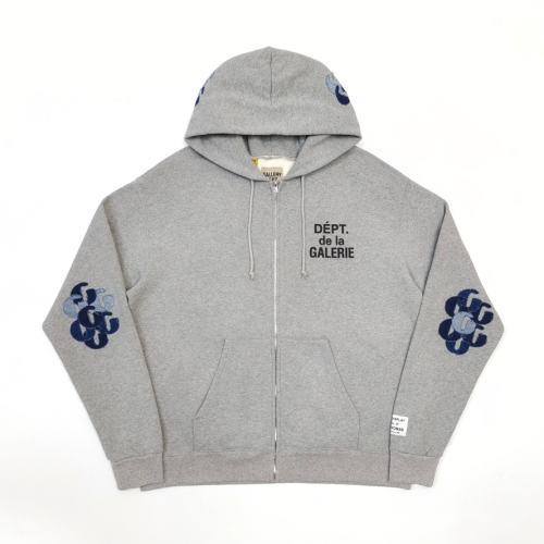1:1 Top Quality Gallery Dept De La Galerie Floral Embroidered Zip Up Hoodie, Grey Streetwear Full Zip Sweat Jacket
