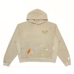 1:1 Top Quality Gallery Dept Paint Splatter Vintage Beige Pullover Hoodie, Distressed Logo Streetwear Sweatshirt