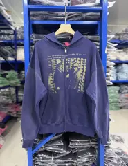 ERD Vintage Washed Distressed Zip Hoodie Purple