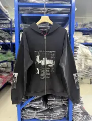 ERD Washed Panel Graphic Zip Hoodie