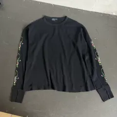 ERD Brian Heart Flower Distressed Long Sleeve T Shirt
