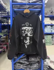 ERD Vintage Washed Distressed Print Hoodie