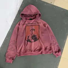 ERD Washed Graphic Distressed Pullover Hoodie