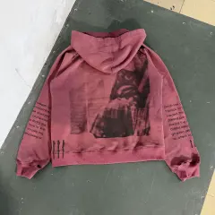ERD Washed Graphic Distressed Pullover Hoodie