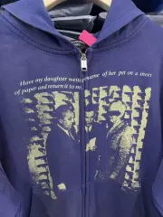 ERD Vintage Washed Distressed Zip Hoodie Purple
