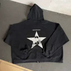 ERD Distressed Star Print Zip Hoodie