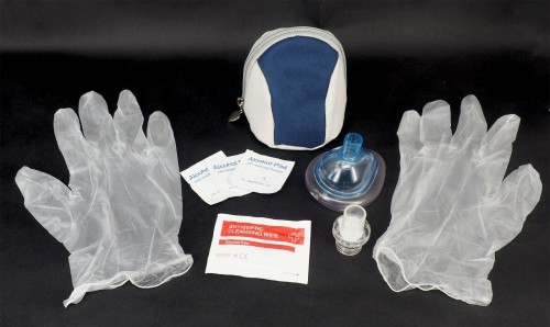 Pediatric Pocket CPR Mask with Valve &amp; Gloves in Bag
