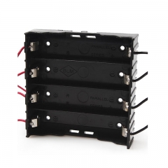 4 Cells 18650 battery holder in parallel, li ion battery holder, with 8 Wire Leads