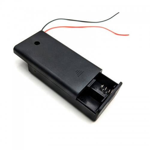 2 AA Battery Holder with Switch, 3V AA Battery Holder Case with Wire Leads and ON/Off Switch