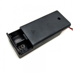 2 AA Battery Holder with Switch, 3V AA Battery Holder Case with Wire Leads and ON/Off Switch