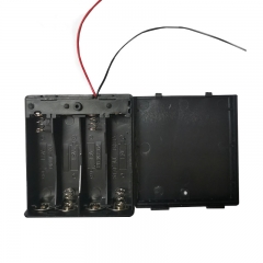 4 Cell AA 6 Volt Battery Case 4AA 1.5V Black Safe ABS Battery Holder Case With Cover and ON-OFF Switch Wire Leads