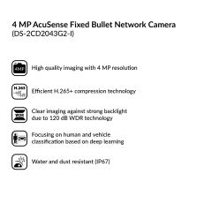 4MP AcuSense Fixed Bullet Network Camera | DS-2CD2043G2-I