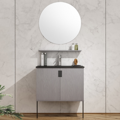 Combinaison d'armoires de salle de bain Rockboard en bois massif meuble de lavabo domestique salle de bain toilette lavabo en céramique vanité