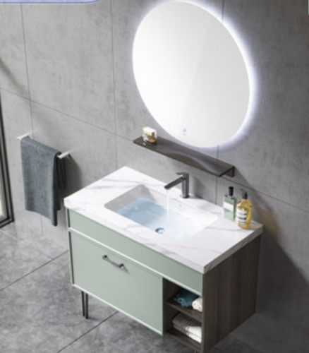 Monarch green floor-standing bathroom cabinet with mirror multi-layer solid wood bathroom cabinet