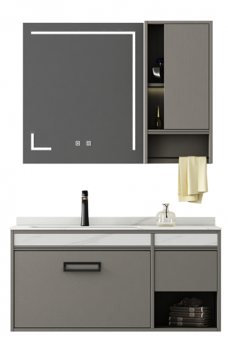 Monarch gray wall-mounted multi-layer solid wood bathroom cabinet