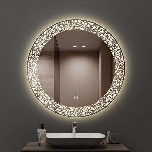 36 Inch Round Mirror with Pattern