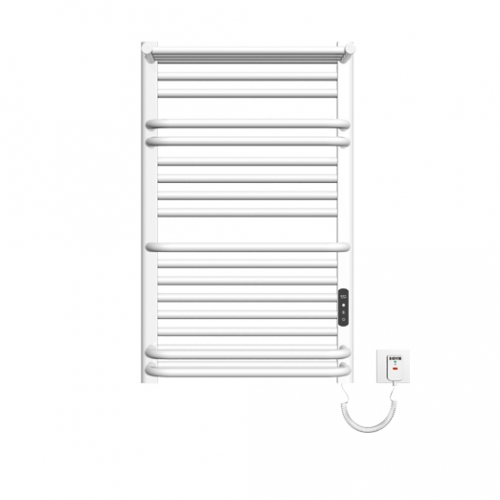 White Wall Mounted Round Tube Towel Warmer Electromechanical Heating Towel Rack