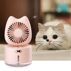 Craft gift practical multifunctional colorful night light usb fan air cat humidifier