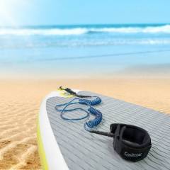 Surfboard Leash, Surfing SUP Leash TPU 12ft Coiled Paddle Board Leash Leg Rope