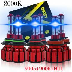 6PCS 9005 9006 H11 LED Combo Headlight Fog Light Kit High Low Beam Bulb 8000K