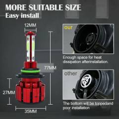 4-Sides HB4 9006 LED Headlight Bulb Foglight Kit High Low Beam 8000K Blue Light