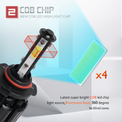 4PCS 4-sided COB 9005 HB3 LED Headlight Bulb Kit 6500K High Beam White